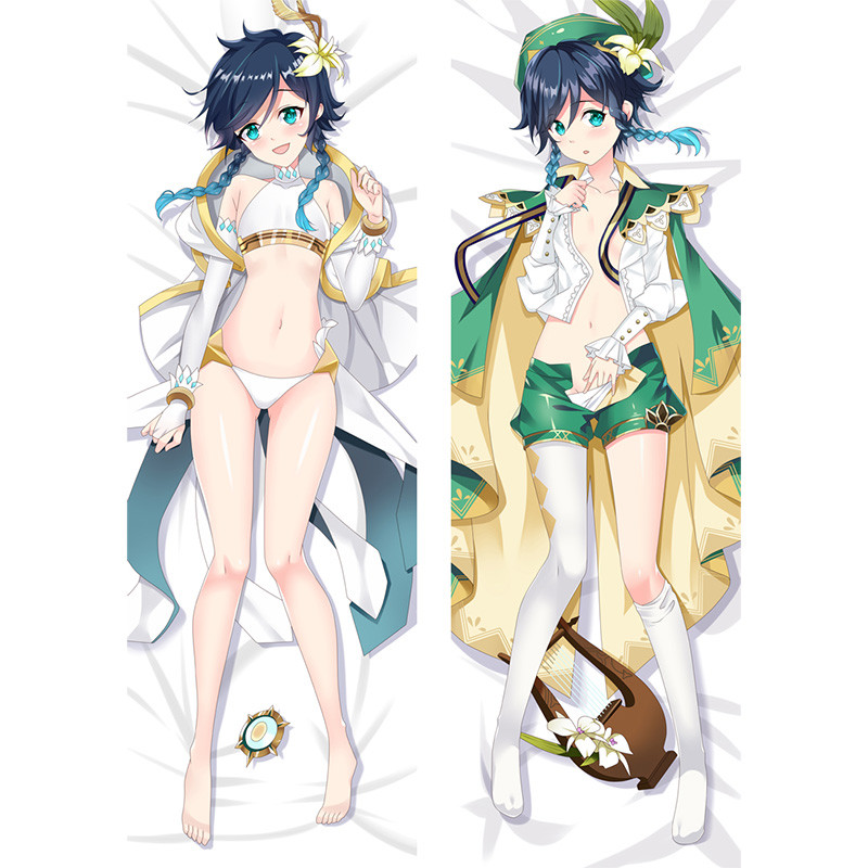 เกม Genshin Impact Venti Dakimakura Otaku 2-ด้านข้างกอดโยนเบาะหมอนกรณี