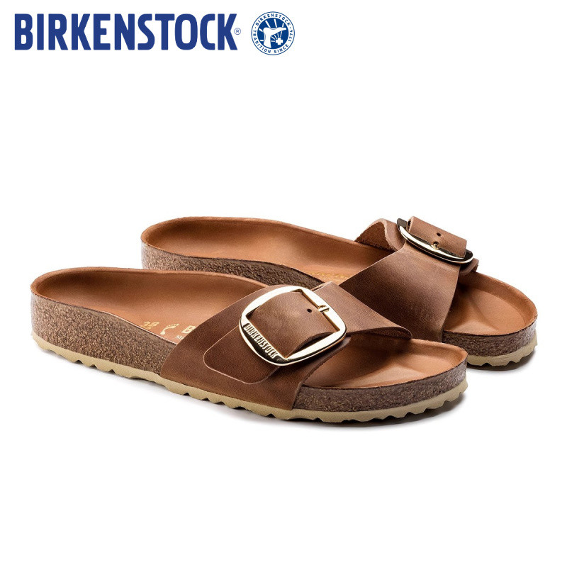 BIRKENSTOCK Madrid Big Buckle FL Cognac HEX Cognac（ของแท้ 100 %）รองเท้าแตะ