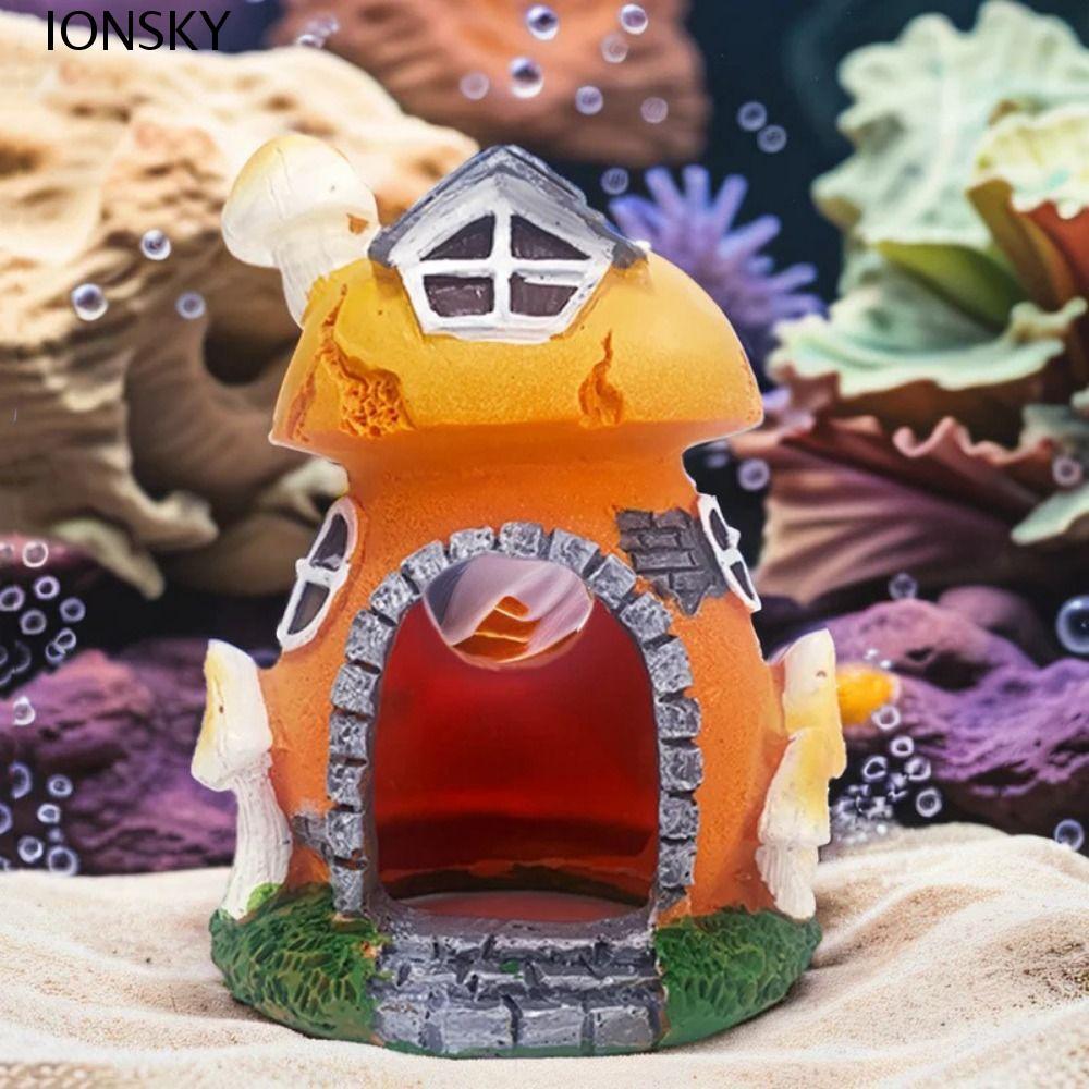 IONSKY เห็ด Conch House, จําลองมินิกุ้งปลาซ่อน Shelter, Creative PVC ตกแต่ง Conch เครื่องประดับ Aqua