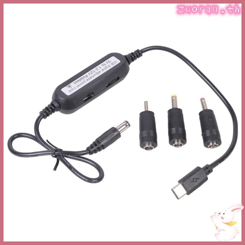 ZUO USB C 5V ถึง 1 2V 3V 4 5V 6V 7 5V 9V 12V 2 5 มม.3 5 มม.4 0 มม.5 มม.แรงดันไฟฟ้าสาย LED Dislpay สํ