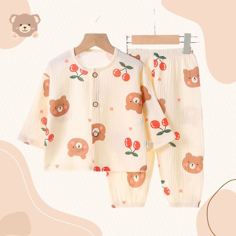 Katun Muslin Brown Puppy Cottonwell ชุดนอนเด็กนอน