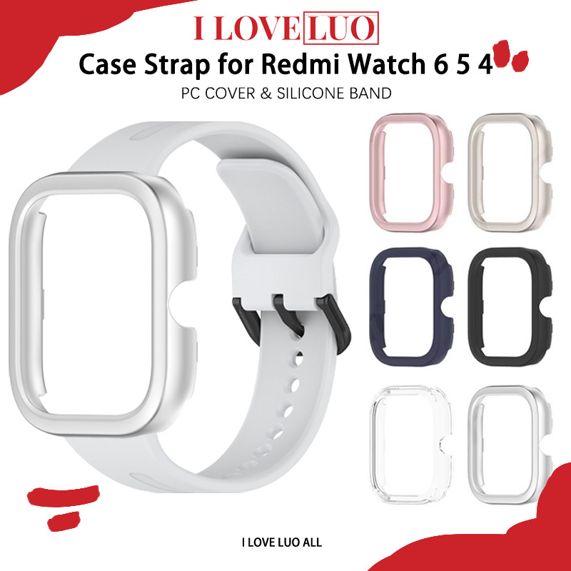 สายยางซิลิโคนกรณีพีซี for Redmi Watch 6 5 4 for Smartwatch Redmi Watch 6 5 4 ผู้ป้องกันหน้าจอปกเข็มขัดข้อมืออุปกรณ์เสริม