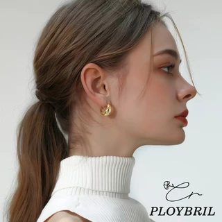 PLOYBRIL S925 Silver Gold Water Drop Metal Buckle Hoop ต่างหูหู Studs เครื่องประดับอุปกรณ์เสริม E015