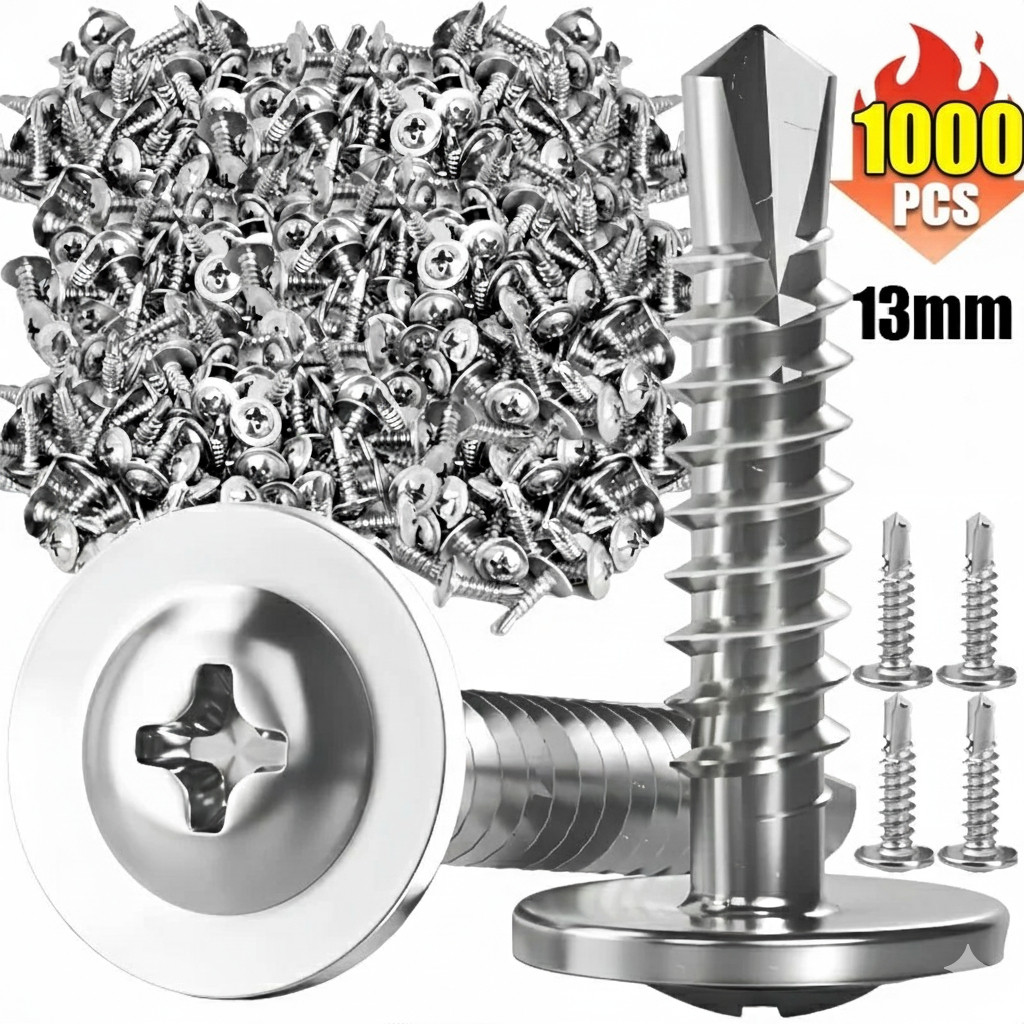 MOVATEK สกรูปลายสว่านหัวนูน 1000ตัว ส่งไว สกรู น๊อต หัวP หัวเวเฟอร์ เจาะเหล็ก ปลายสว่านคม เบอร์8 – โปรปัง