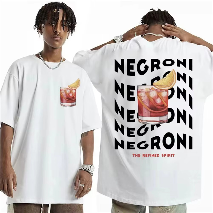 เสื้อยืด_negroni emoji_ ตลก สไตล์ย้อนยุคสำหรับทั้งผู้ชายและผู้หญิง