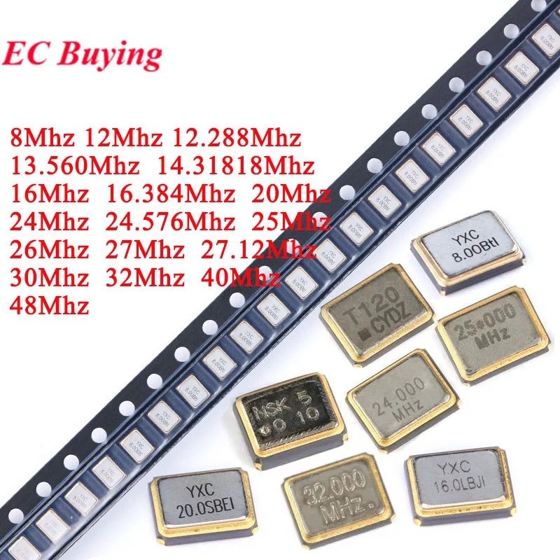 10ชิ้น/ล็อต3225 SMD Passiveควอตซ์คริสตัลOscillator 8Mhz 10Mhz 12Mhz 16Mhz 20Mhz 24Mhz 26Mhz 30Mhz 32