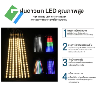 ไฟฝนดาวตก ไฟประดับตกแต่ง LED 50/30cm ไฟเชือกกลางแจ้งกันน้ำ ไฟสำหรับต้นไม้ปีใหม่งานแต่งงาน Decor