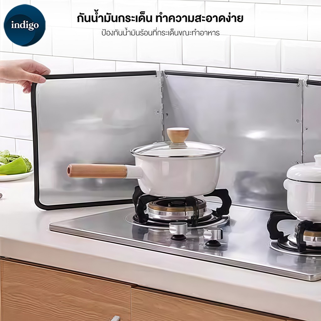 ฉากกั้นน้ํามันกระเด็น แผ่นกั้นห้องครัวน้ำมัน Oil Proof Plate สแตนเลสเกรดอาหาร เช็ดทําความสะอาดได้ ทนต่ออุณหภูมิสูง