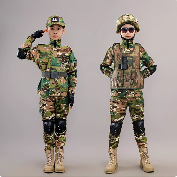 【จัดส่ง 24 ชม. 】ชุดทหารเด็ก ชุดอาชีพเด็ก ชุดอาชีพในฝัน ชุดมี กางเกงทหาร+เสื้อทหารแขนสั้น+หมวกทหาร+เข็มขัด - รูปที่ 2