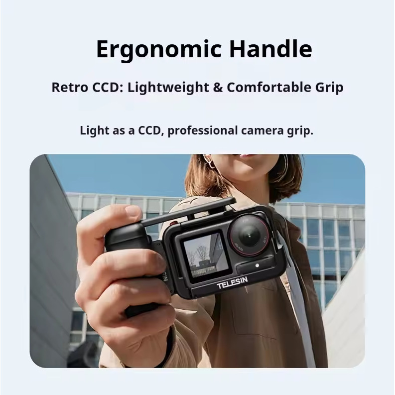 TELESIN ปลอกแฮนด์สําหรับ DJI Action 3/4/5/6 Pro และกรงโลหะ DJI - S6-FMS-24-DJ