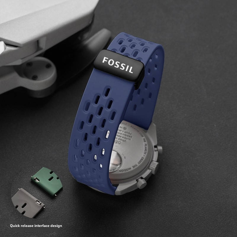 18/19 มม.20 มม.22 มม. สายนาฬิกาซิลิโคนแม่เหล็กสําหรับ Fossil Smartwatch - ผู้ชาย Breathable กันน้ําส