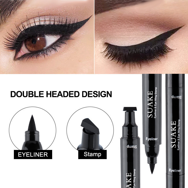[คลังสินค้าพร้อม] Suake Suake อายไลเนอร์ซีลสองหัวขี้เกียจสองในหนึ่งเดียว Wing Seal Liquid Eyeliner W