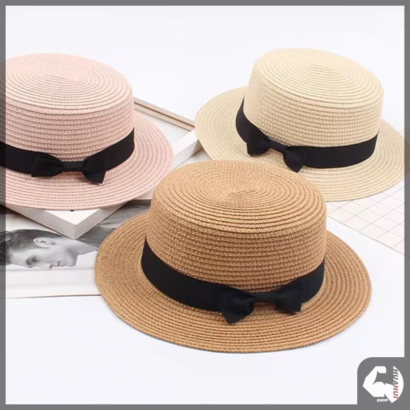 หมวกสานทรง หมวกกันแดด งานสาน แต่งด้วยแถบผ้า กันแดดกันยูวี แฟชั่นฤดูร้อน สไตล์ชาวประมง เหมาะกับเดินชายหาด - รูปที่ 5