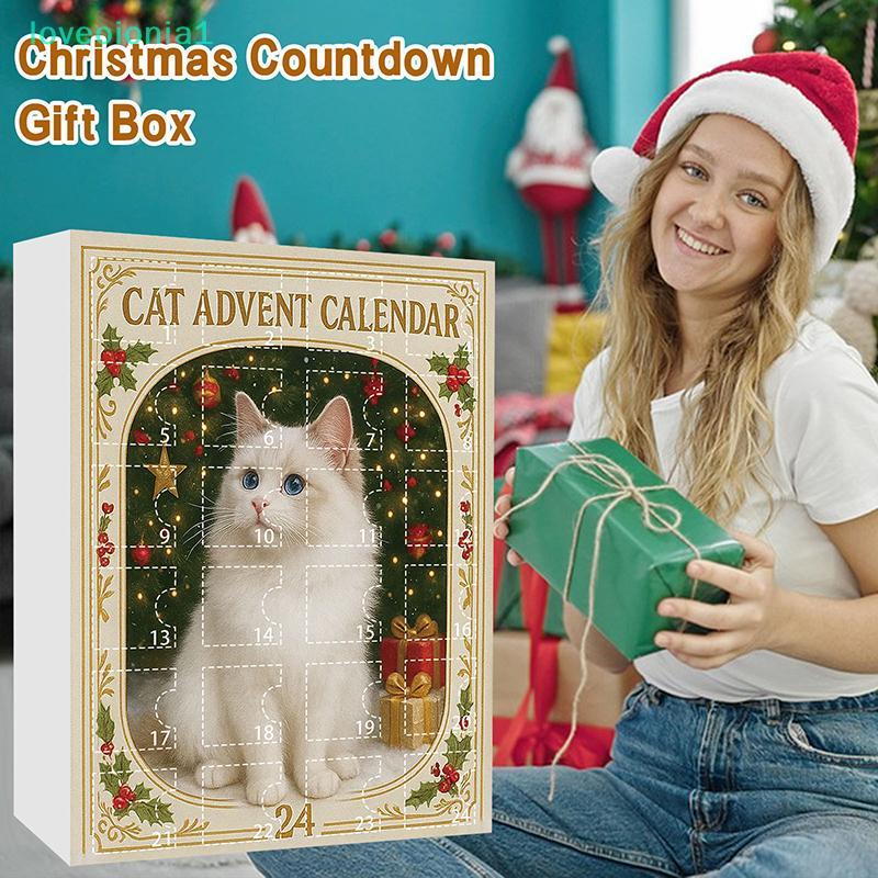 loveoionia1 Cat Lovers Advent Calendar 2025, Cat Advent Calendar 2025 พร้อม 24 รูปแกะสลัก, น่ารักคริ