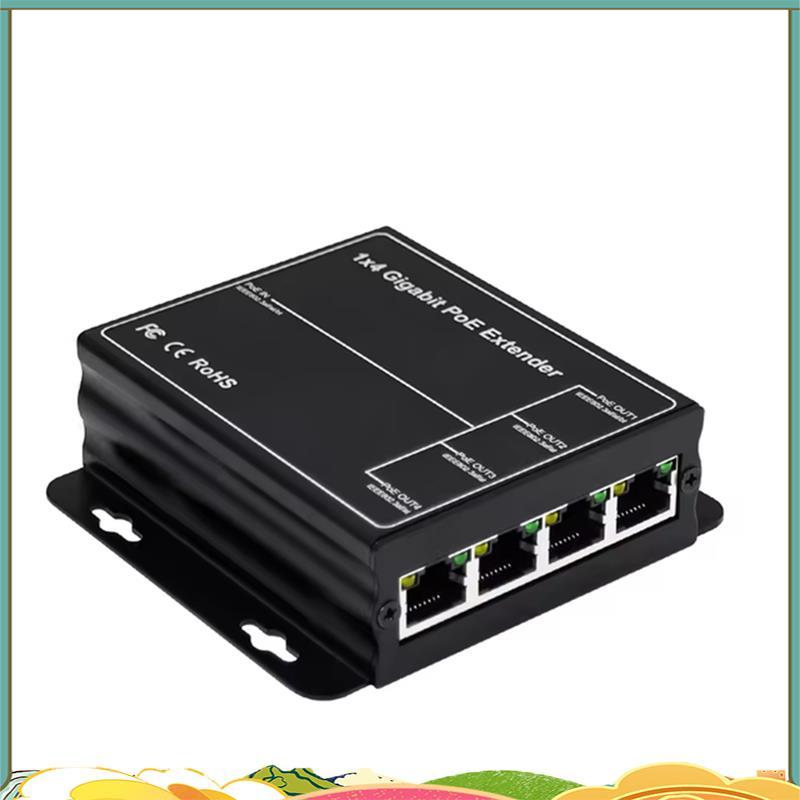 4 พอร์ต Gigabit POE Extender 100/1000Mbps 90W 1in 4 Out PoE Repeater DIN Rail เครือข่าย VLAN สําหรับ