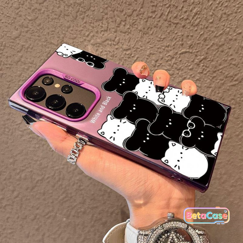 แมวการ์ตูนน่ารักขาวดํา S25 ULTRA, S25 Edge, S24 ULTRA, S24 Plus, S24FE, S23ULTRA, S23PLUS, S23FE, S23, S22ULTRA, S22 ราคา ถูกที่สุด ดีลบีเคเค แกลเลอรีภาพที่ 4