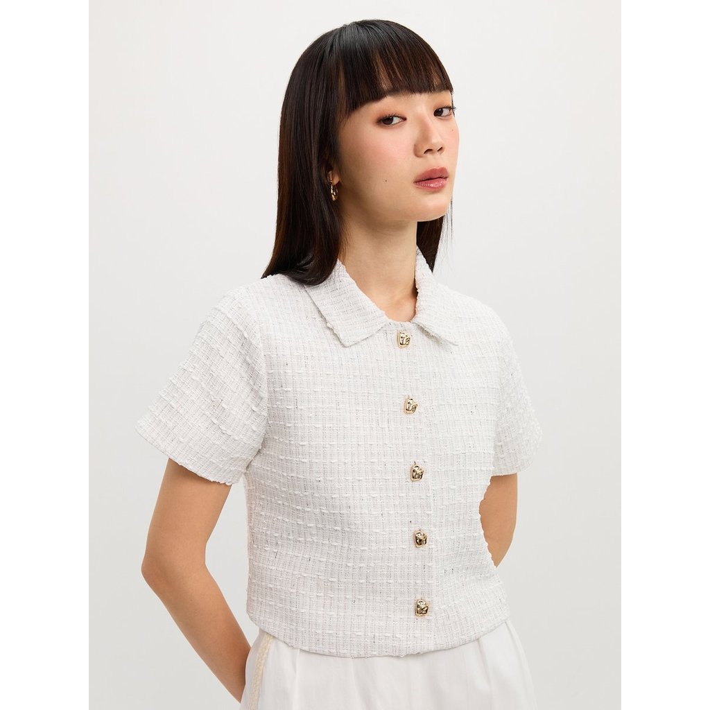 [Pomelo] เสื้อทวีตทรงครอป / Tweed Crop Top