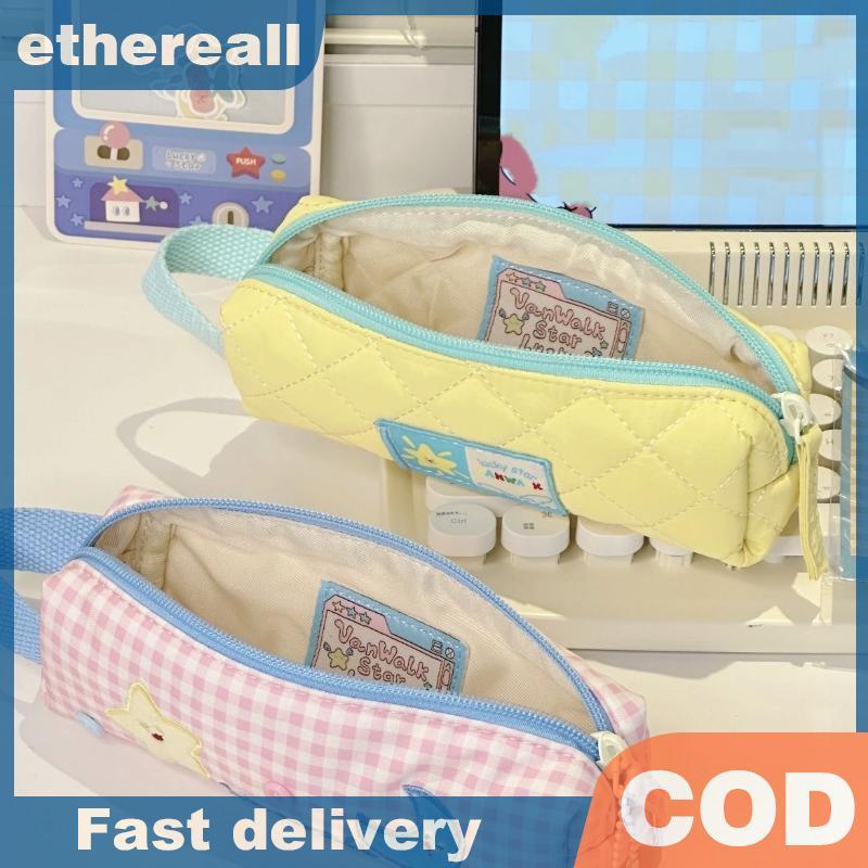 ETH ETH ETH Ins Simple Star สไตล์ขนาดใหญ่ความจุปากกากล่องดินสอเครื่องเขียนนักเรียน Simple กล่องดินสอ