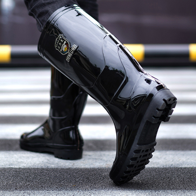 รองเท้ากันฝนผู้ชายแบบหนา High-Top ทนต่อการสึกหรอ Acid-Alkali-Resistant Rain Boots กันน้ํา