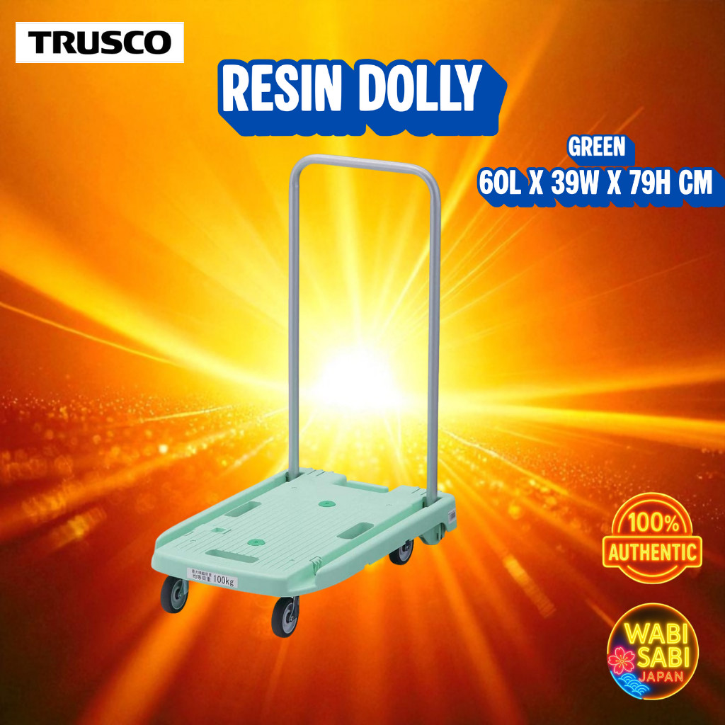 TRUSCO Foldable Resin Trolley 100kg Blue MP-6039N2-B – Quiet & Lightweight