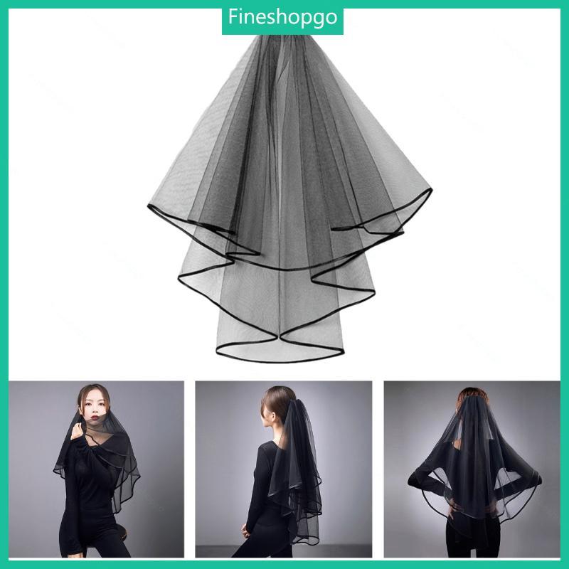 Veil ลายลูกไม้ทูลเล่.Layered Lace Tulle Veil ประดับโบและดอกไม้ สำหรับผู้หญิงในงานแต่งตัวHALLOWEEN