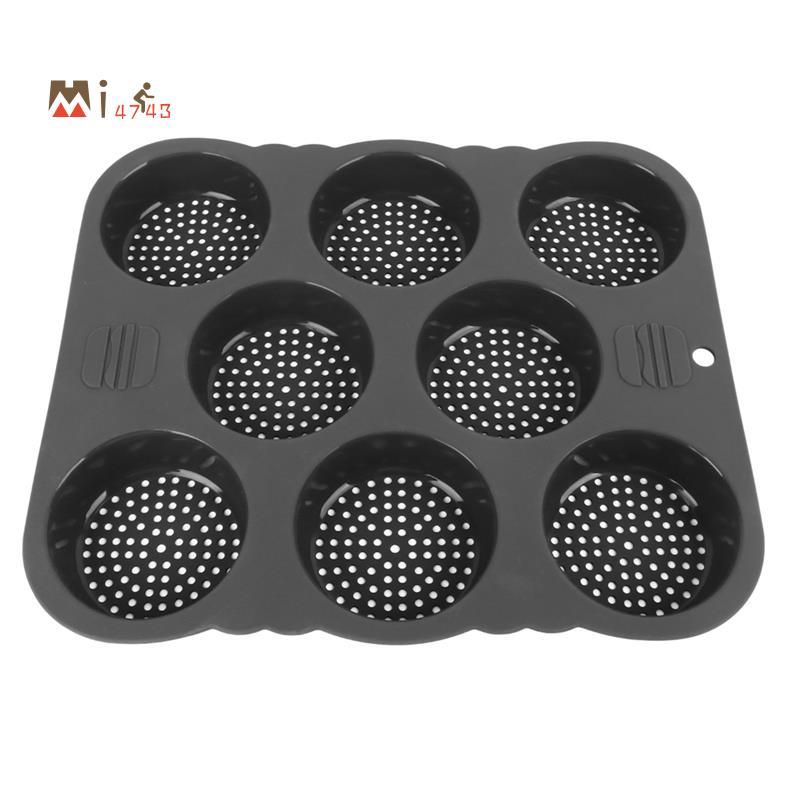 Mi4743Hamburger Bun แม่พิมพ์ซิลิโคน 8 Cavity Easy Release แฮมเบอร์เกอร์ Bun แม่พิมพ์ Pan เครื่องมือห