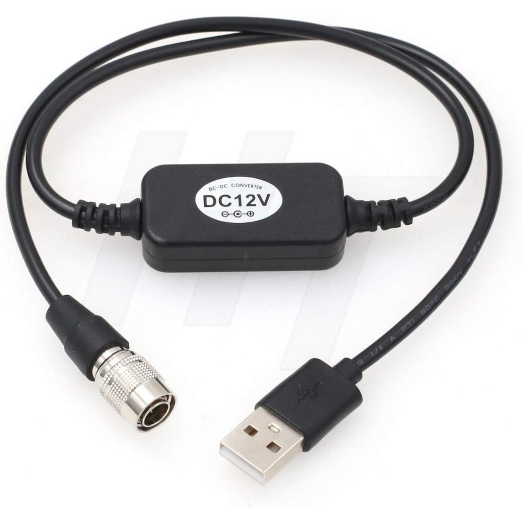 PowerBank 5V 2A USB to Hirose 4 Pin ชาย 12V DC สายไฟสําหรับซูม F4 F8 F8N Zaxcom (12 นิ้ว)