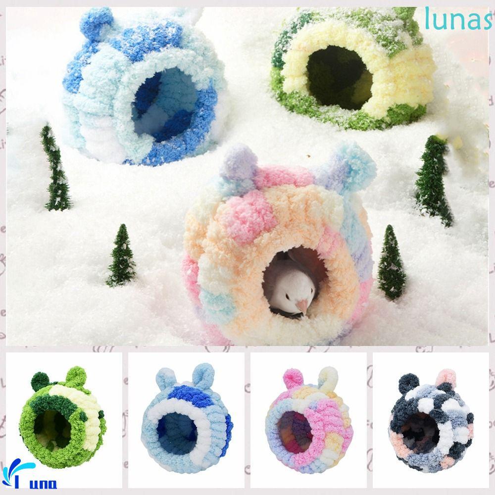 LUNASOL Golden Bear Round Cave, Warm Soft Warm Hamster Nest, Peony Warm Nest Coral Velvet/พลาสติกหูหนาหนูแฮมสเตอร์ Soft Bed House สําหรับนกแก้ว/กระรอก