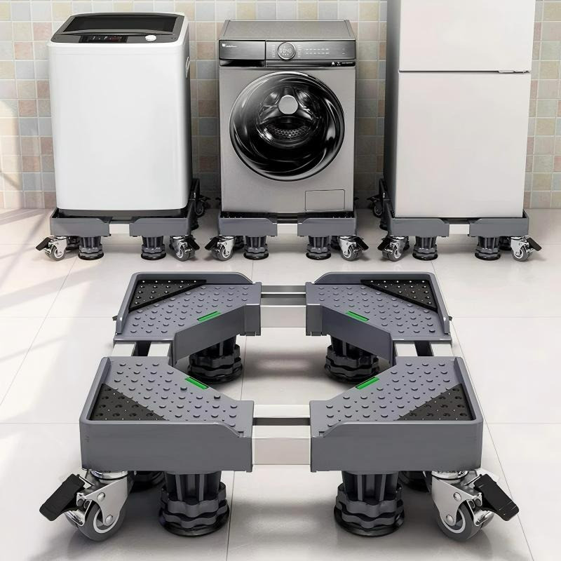 ฐานรองเครื่องซักผ้าและตู้เย็น ปรับขนาดและความสูงได้ ล้อหมุน 360° รับน้ำหนัก 300KG ลดแรงสั่นสะเทือน