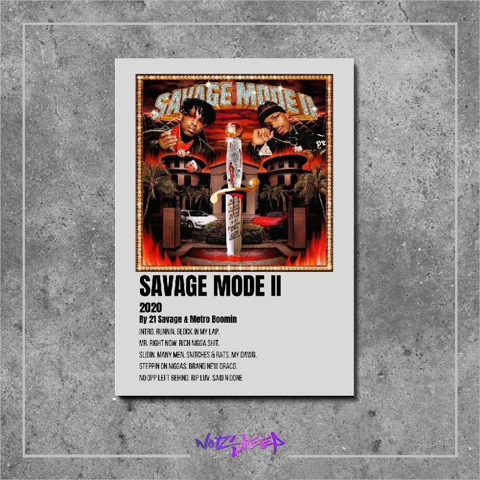 โปสเตอร์ ปกอัลบั้มเพลงและเพลง Savage Mode 2 โดย 21 Savage & Metro Boomin