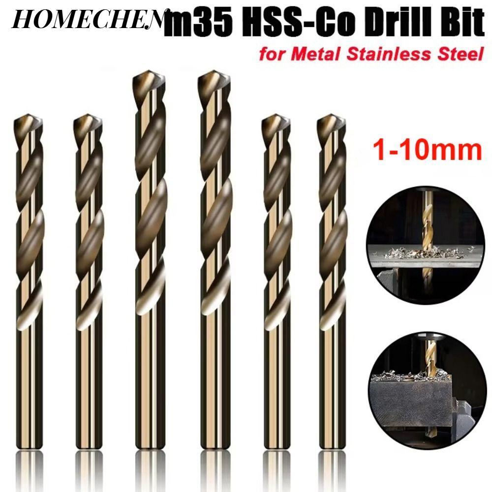 HOMECHEN Twist Drill, Round Shank Straight Drill Bit, M35 Cobalt 1mm-10mm Drill Chuck Wood