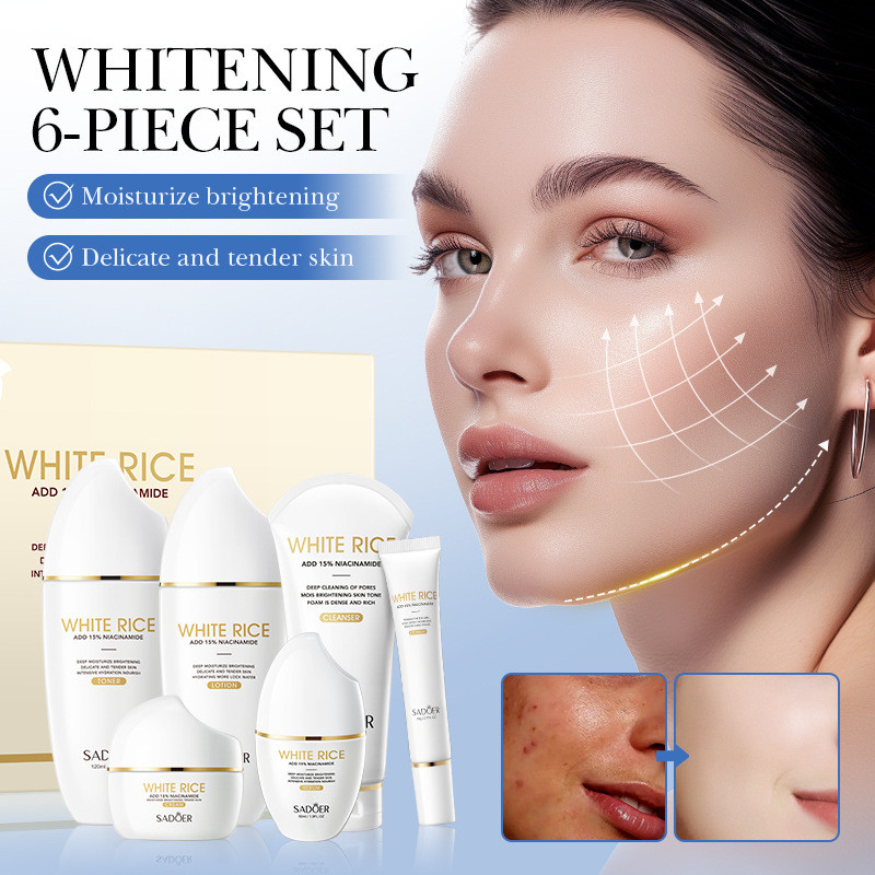 ชุดผลิตภัณฑ์ดูแลผิว Box Skin Care Set Niacinamide SADOER Set Moisturizing White Rice DK2O