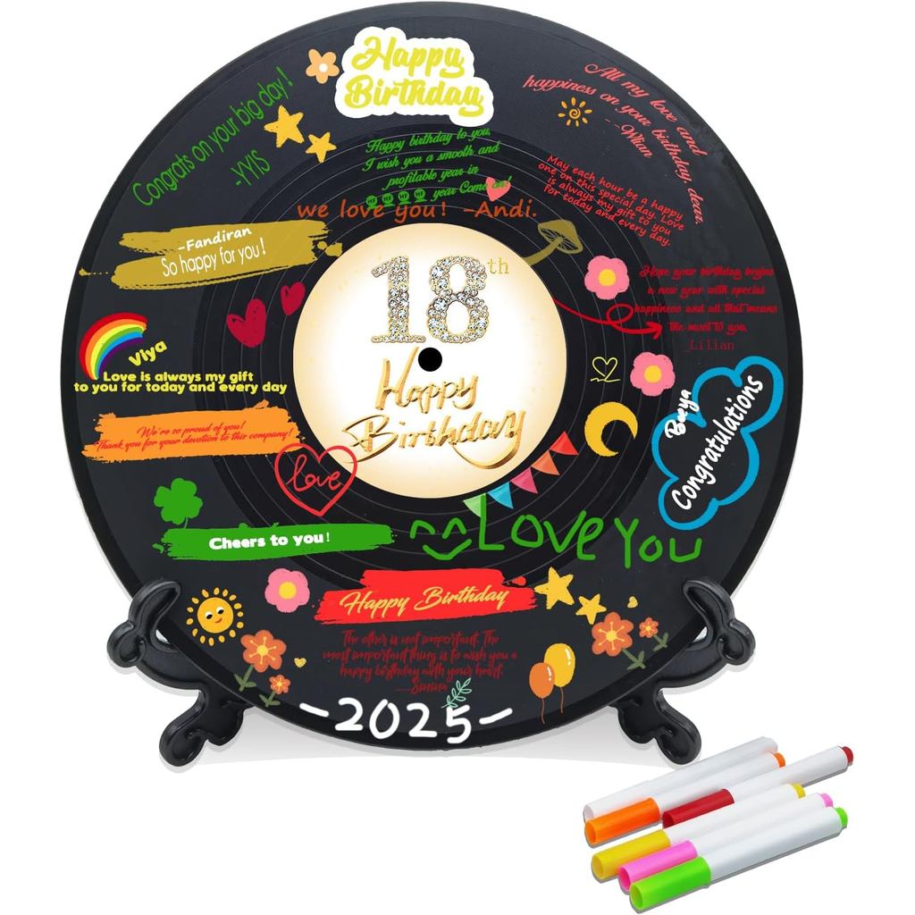 Vinyl Record Sweet 18 Birthday Decorations 11.6"X11.6", 18th birthday decorations Party Favor Sign P