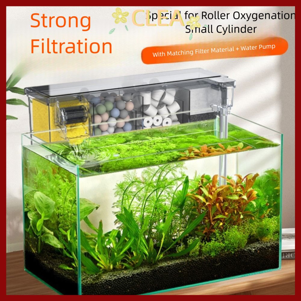 ใน คลังสินค้ากล่องกรองน้ําตกclea ตู้ปลาเงียบติดผนังมัลติฟังก์ชั่นพร้อมปั๊มน้ําในตัวหมุนเวียนเครื่องกรองน้ําสํา
