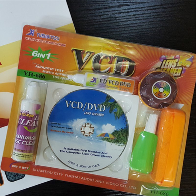 DVD.VCD จานทําความสะอาด YH-686/A6 ชุดทําความสะอาดออปติคัลไดรฟ์ 6 in 1 ชุดเวอร์ชันภาษาอังกฤษจีน