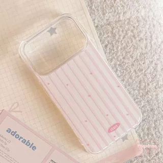 เคสไอโฟน 17 สำหรับ iPhone Air 16 Plus 12 11 15 14 17 Pro Max 14 7 8 Plus X Xr Xs Max ปก IMD ลายดาวสีชมพูหวานหรูหราใหม่