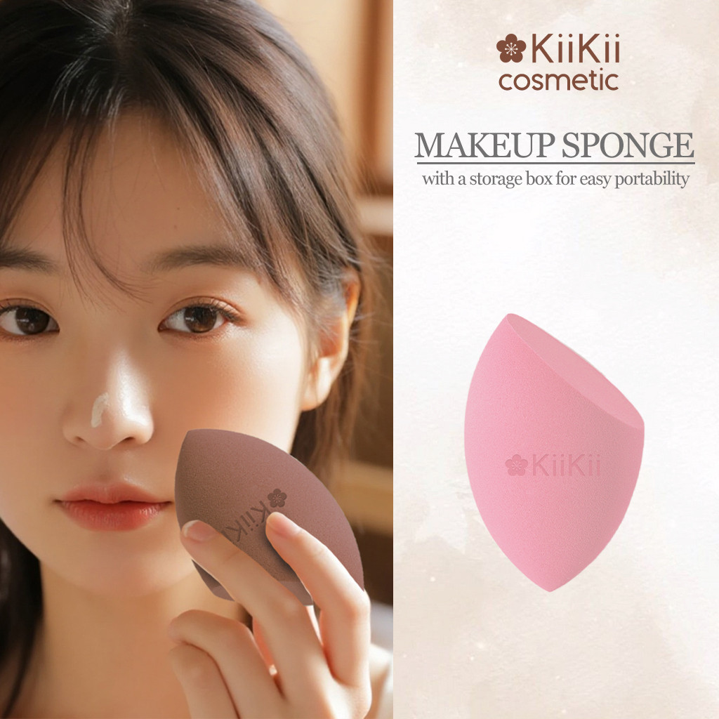 KiiKii Cosmetic พัฟแต่งหน้า ฟองน้ํา ใช้ได้ทั้งแห้งและเปียก  แบบตัดเฉียง เกลี่ยรองพื้น