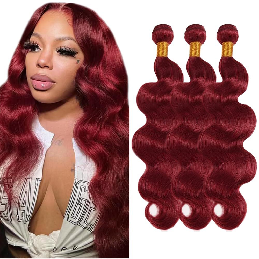 26 28 30 นิ้ว 99j Bundles Burgundy Bundles Human Hair Burgundy Body Wave Bundle 99j Human Hair Bundl