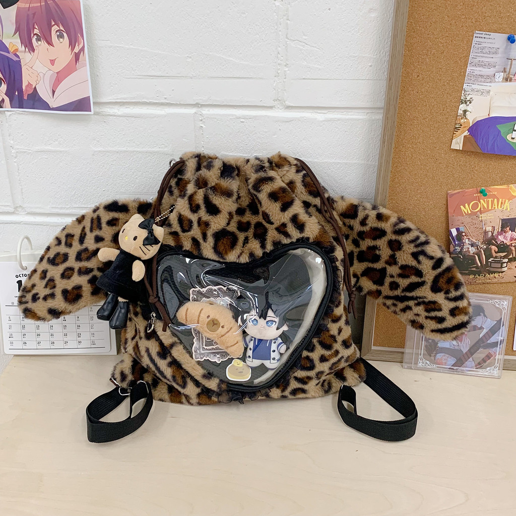 2025 ฤดูหนาวรูปแบบใหม่ตุ๊กตาเสือดาวพิมพ์สไตล์ญี่ปุ่นปวดกระเป๋าสไตล์สองมิติกระเป๋าเด็กทารกกระเป๋านักเรียนนักเรียนกระเป๋าเป้สะพ - รูปที่ 6