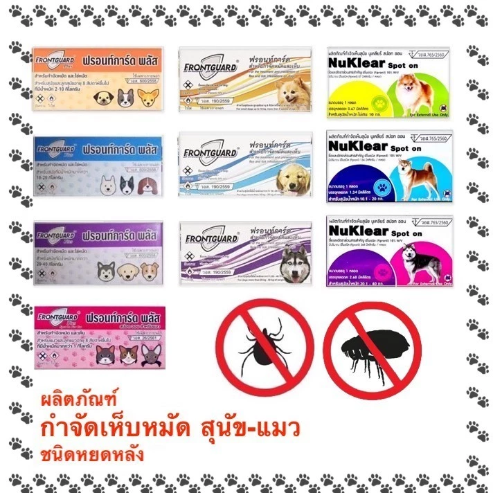 Frontguard Plus/ Frontgaurd/ Nuklear spot on (1 หลอด) ยาหยดกำจัดเห็บหมัด หยอดเห็บหมัด สุนัขและแมว..+.