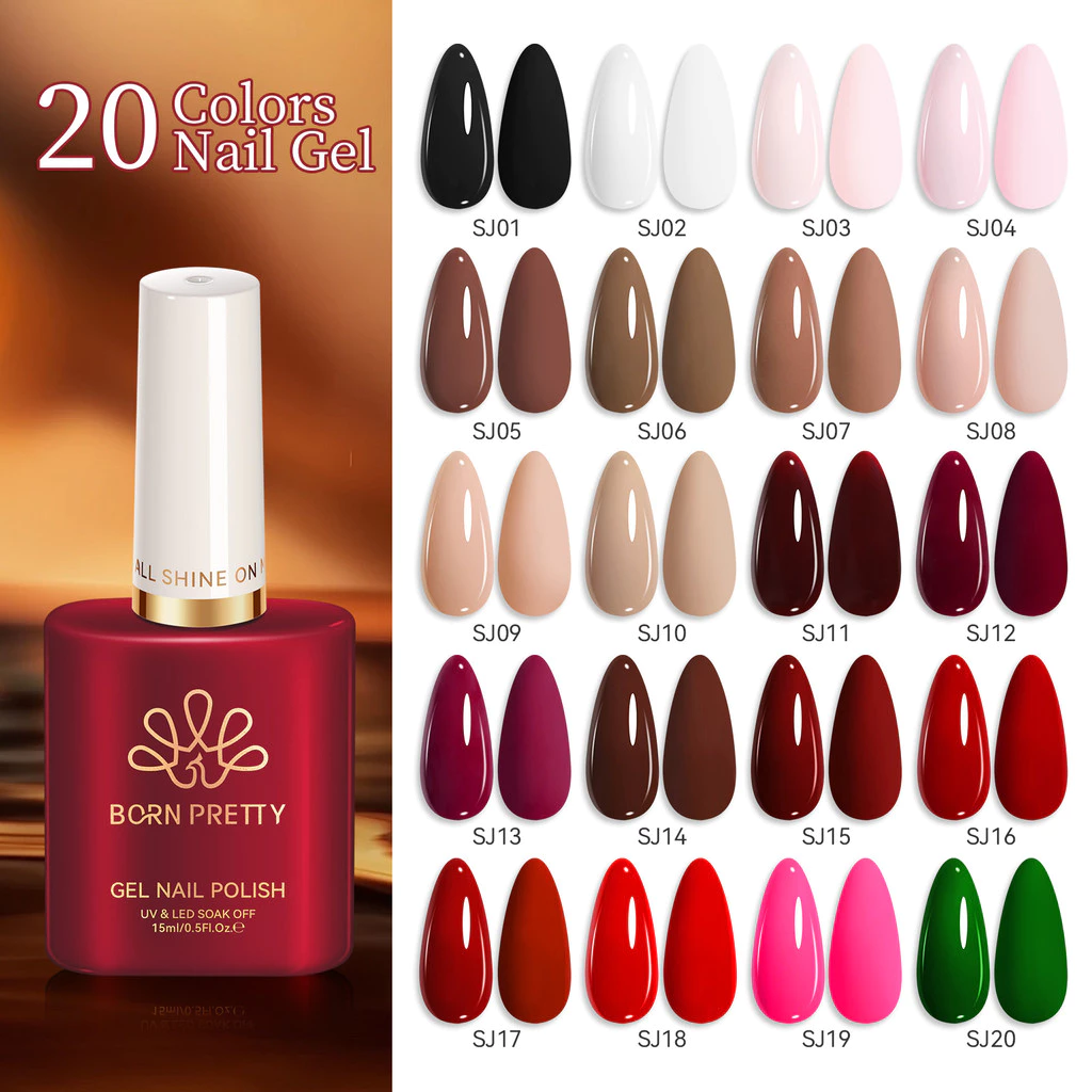 BORN PRETTY 15ml 20 สีเล็บเจลโปแลนด์คริสต์มาสสีแดงสีชมพูเขียวติดทนนาน Varnis กึ่งถาวรสําหรับเล็บ