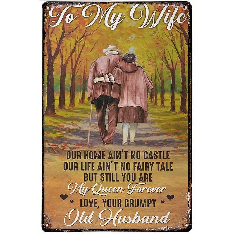 ป้ายวันพ่อถึงภรรยาของฉันบ้านของเรา Aint ไม่มีปราสาท แต่คุณเป็น My Queen Forever โลหะอลูมิเนียมป้ายดี