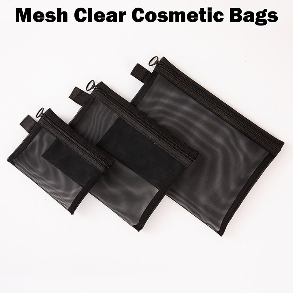 MUNDAUN กระเป๋าเครื่องสําอาง, พร้อมตาข่ายซิปแต่งหน้า, Travel Organizer สีดํากระเป๋าเก็บโปร่งใสผู้หญิง - รูปที่ 6