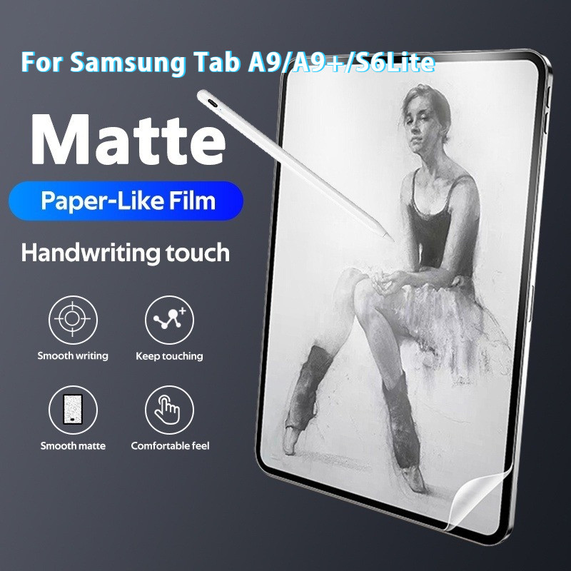 ฟิล์มกระดาษ For Samsung Tab A9 A8 A9+ A7Lite S6Lite S7 S8 S9 S10+ ใหม่ ฟิล์มกันรอย ฟิล์มกันรอยแบบเต็