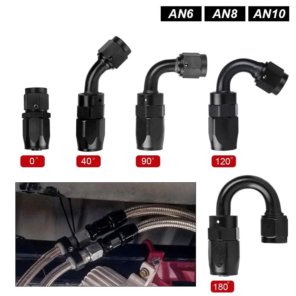 AN6 AN8 AN10 การใช้น้ํามันหมุนท่อ Anoized อลูมิเนียมข้อศอกตรง 0 45 90 120 180 องศาท่อ End น้ํามันการ