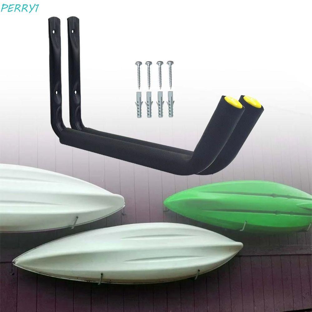 PERRY Kayak Hanger, ติดผนัง Heavy Duty Kayak Rack, กระดานโต้คลื่นสีดําแบบพกพาอเนกประสงค์โรงรถ Kayak 