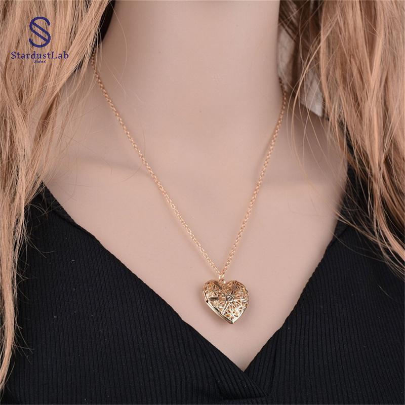 StardustLab Hollow Heart Shape จี้สร้อยคอเปิดได้ Locket สร้อยคอผู้หญิงเครื่องประดับของขวัญ SDL