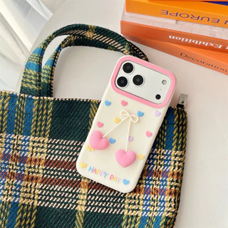 3D จี้รูปหัวใจซิลิโคนเคสโทรศัพท์สําหรับ iPhone 13 14 15 16 17 Pro Max ปลอกซิลิโคนอ่อนนุ่มฝาครอบป้องกันสําหรับ iPhone16Promax กรณี
