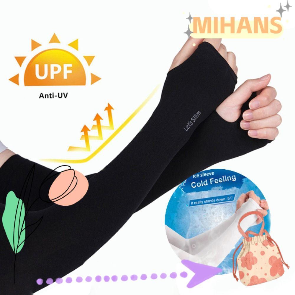 MIH .Hand Sleeves ผ้าไหมน้ำแข็ง ป้องกันรังสียูวีและแสงแดดในหน้าร้อน สำหรับทั้งผู้ชายและผู้หญิง