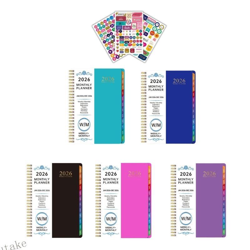 UKI 2026 Twin Wire Binding Weekly รายเดือน Planner 12 เดือนจาก Jan to Dec 6 5x8 5In